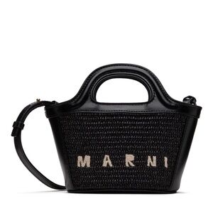 Marni Black and Cream Mini Woven Bag